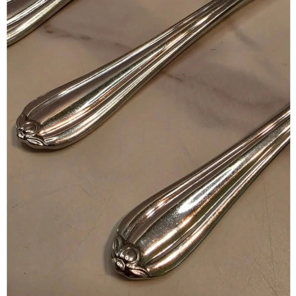 Gorham MELON BUD GLOSSY Set Of 5 Dinner & Salad Forks 18/8 Stainless Japan Vtg